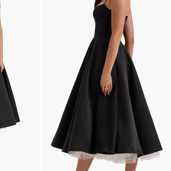 Mademoiselle Bustier Stretch Satin Midi Dress - L+ - NWT - Picture 2 of 5